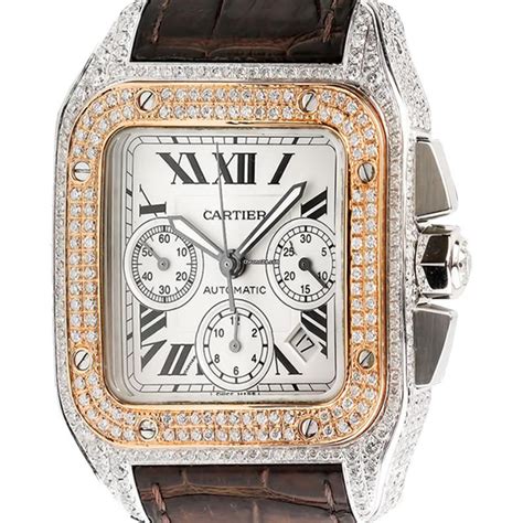 cartier santos 100 gold bezel